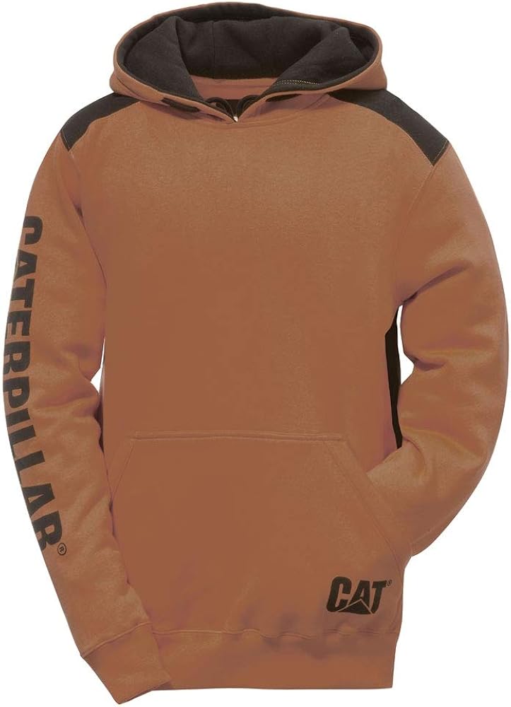 Caterpillar Men's Logo Panel Hooded Sweatshirt (Regular and Big Sizes) at  Men’s Clothing store