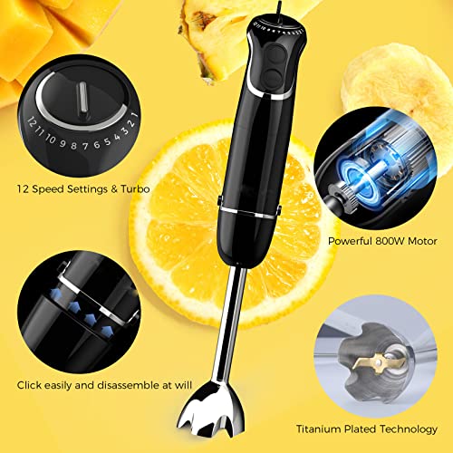 2022 3in1 Immersion Hand blender, 80 Sharper Blades, 12 Variable
