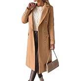 Long double-breasted wool trench coat with peak lapels on Amazon