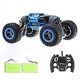 Bfull 1:10 RC Cars With 2 Pieces of Batteries 4WD High Speed Racing Cars Double Sided Flip RC Car 2-Sided Stunt Vehicle Off-Road Vehicle 2.4Ghz Transform Monster Trucks Rock Crawler Buggy Hobby Car