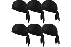 6 Pcs Sweat Wicking and Cooling Bandanas for Men, Breathable Comfort Skull Cap, Classic Dirty Resistant Wave Caps