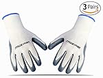 Garden Gloves - Premium Quality Nylon & Nitrile Fabric Best Fit and Comfortable Grip for Men and Women - Perfect for Rose Pruning & Heavy Duty Gardening (3 Pairs)