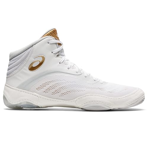 ASICS Men's Split Elite Wrestling Shoes, White/Pure Gold in