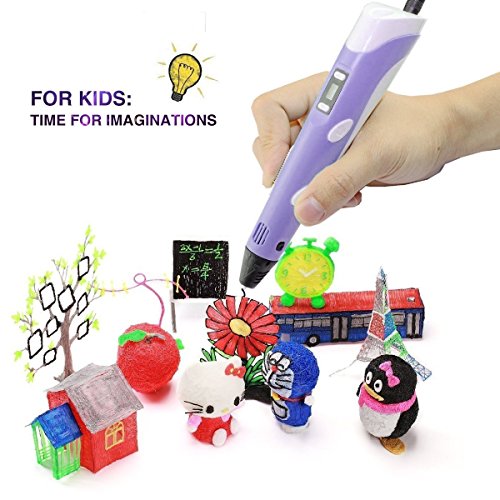 REES52 3D Pen, 3D LCD Printing Pen,1.75mm PLA ABS Drawing Model Making Doodle Arts & Crafts Drawing, Stimulate Childrens Creativity, Improve Spatial Thinking (Purple 3D pen),Christmas Gifts/ Present a - Thumbnail 5