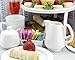 Sugar and Creamer Set - 4-Piece Set w/Cream Pitcher, Sugar Bowl, Spoon & Sweetener Holder, White Ceramic Tea/Coffee Set