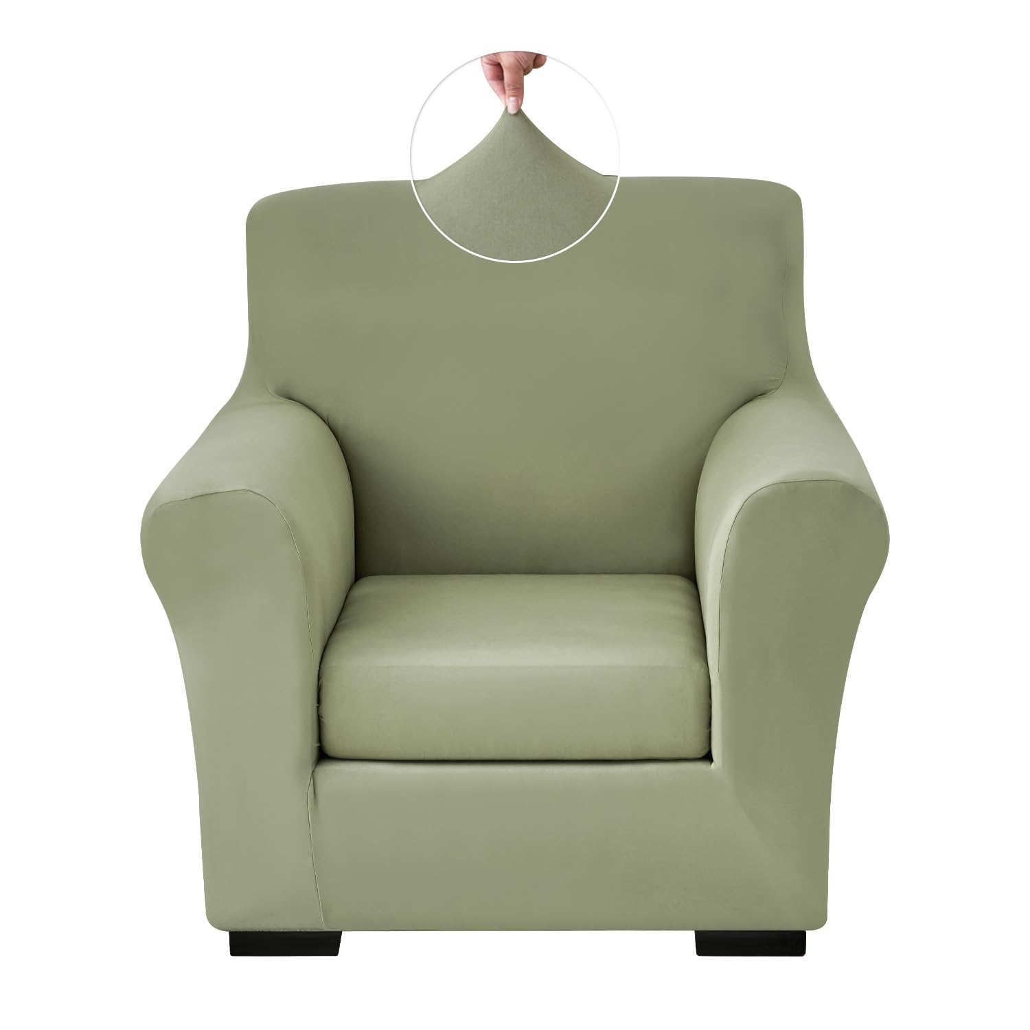 Photo 1 of Keyroal Stretch Sofa Cover Couch Covers, 2-Piece Armchair Cover with Separate Cushion Cover, Washable Soft Spandex Furniture Protector for Living Room(Armchair, Light Green)