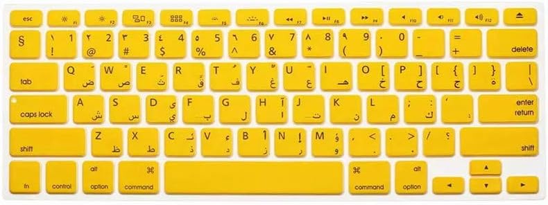 2Pc/Lot Arabic/English Silicone Keyboard Skin Cover for MacBook Air Retina Pro 13" 15" 17" A1278 A1398 A1466 Us Version,Yellow