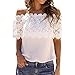 Weixinbuy Women Boho Lace Blouse Off Shoulder Crop Shirt Tops L