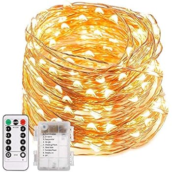 ECOWHO LED String Lights, 66ft 200 LED Waterproof Starry Fairy Lights, 8 Lighting Modes, Battery Powered Decorative Lights for Patio, Garden, Wedding (Warm White)