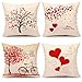 4TH Emotion Valentines Day Throw Pillow Covers 18x18 Set of 4 Red Love Heart Home Decorations Cushion Case for Sofa Couch Polyester Linen