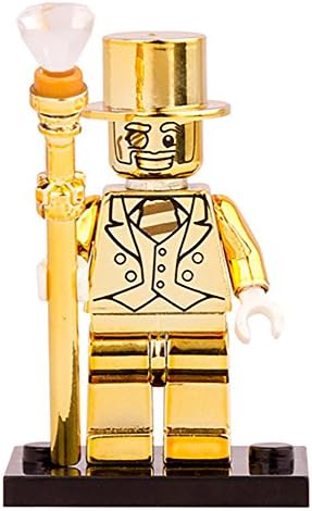 Mr. Gold Chrome Super Heroes Minifigure Building Block Toy - Compatible Mini Action Figure - Interchangeable Building Kit by Hatber Toys
