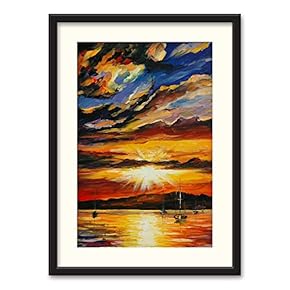 Black Framed Canvas Wall Art Oil Painting Scenery Home Artwork Decoration for Living Room, Bedroom - 23x31 inches