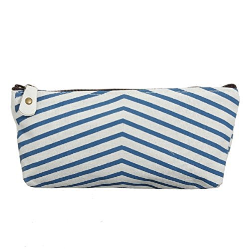 Sealike Classic Navy Style Striped Pen Bag Pencil Case Pen Holder Cosmetic Bag Pouch Bag for Women Teen Girls with Stylus Light Blue