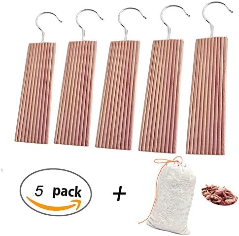 Moth Protection Natural Cedar Repellent Hang Up[5 pack],Dancepanda Hanger Odour Fragrance Storage Protection for Clothes Wardrobe with one Cedar Bag
