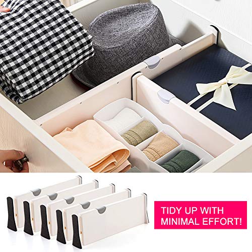 image for JONYJ Drawer Dividers Organizer 5 Pack, Adjustable Separators 4