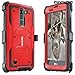 COVRWARE Aegis Series case for LG K7 / Tribute 5 / Escape 3 / Treasure/Phoenix 2, Heavy Duty Dual-Layer Full-Body w/Built-in Screen Protector Rugged Holster Armor Cover Belt Clip Kickstand, Red