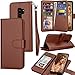 Tekcoo Compatible for Galaxy S9 Plus Wallet Case/Samsung Galaxy S9+ PU Leather Case, Luxury Credit ID Card Slots Holder Carrying Folio Flip Cover [Detachable Magnetic Hard Case] & Kickstand - Brown