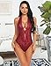 ADOME Women One Piece Lingerie Lace Teddy V Neck Bodysuits Halter Babydoll, Style 1-dark Red, X-Large