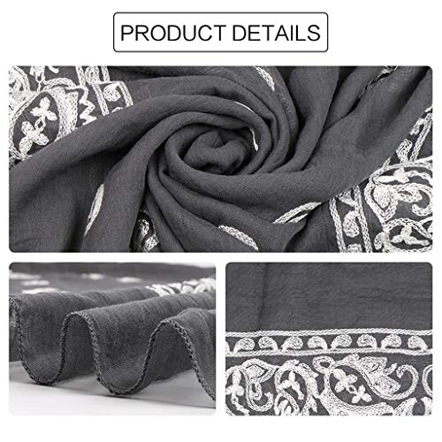 MEIYIN Muslim Women Cotton Linen Scarf Shawl Paisley Floral Embroidery Head Wrap Hijab