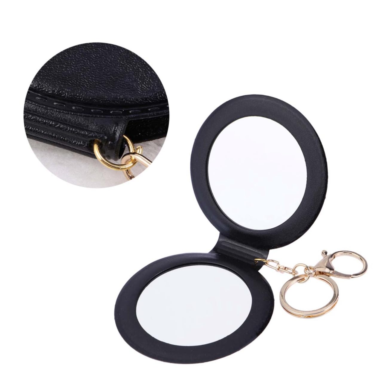 minkissy Folding Mirror Compact Mirror for Purses Double Sided Double Side Pocket Small for Purse Pendant Vanity Key Chain Folding Black for