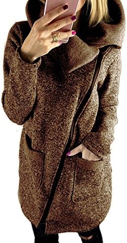 Kaoccy Women's Casual Long Hoodie Sweatshirt Zipper Coat With Plus Size