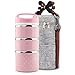 SANNIX Portable Cute Stainless Steel Insulation Lunch Bento Box Food Carrier Container with Lunch Bag (Pink,3 Layer)