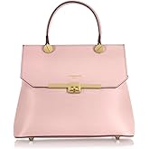 LeParmentier Atlanta Top Handle Satchel Bag, Genuine Leather, 10.6 x 8.7 x 4.7 inches, Gold Hardware