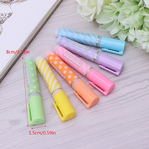 Susada Highlighter Pen 6pcs Mini Dots Striped Highlighter Fluorescent Pen Marker Painting Drawing Pens