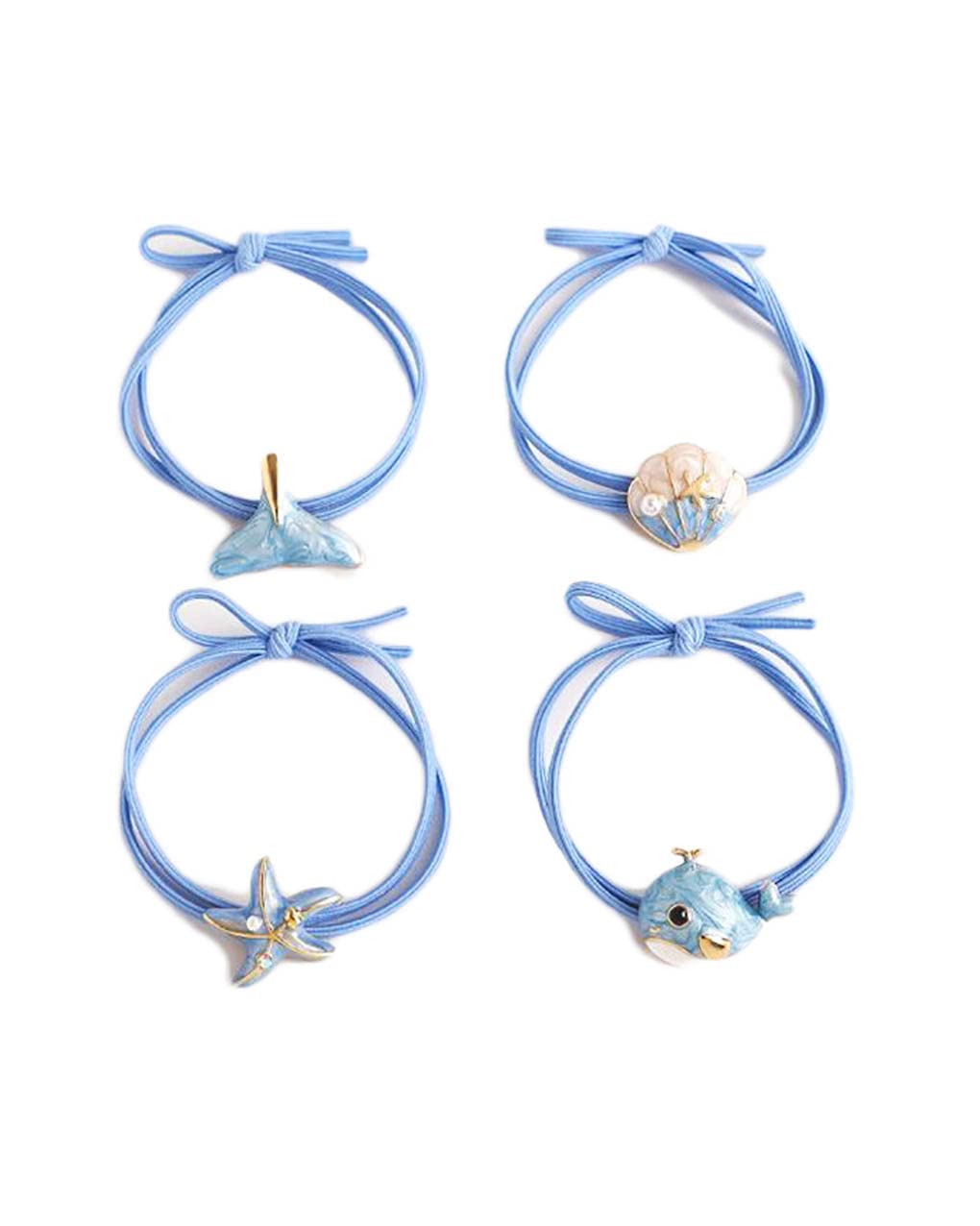 Photo 1 of **1 PC**Summer Hair Tie Beach Ponytail Holder Shell Starfish Hair Rope Band Ocean Hair Rings Tie BW19