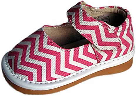 Squeaky Shoes Toddler Girls Canvas Pink Chevron Print Shoes