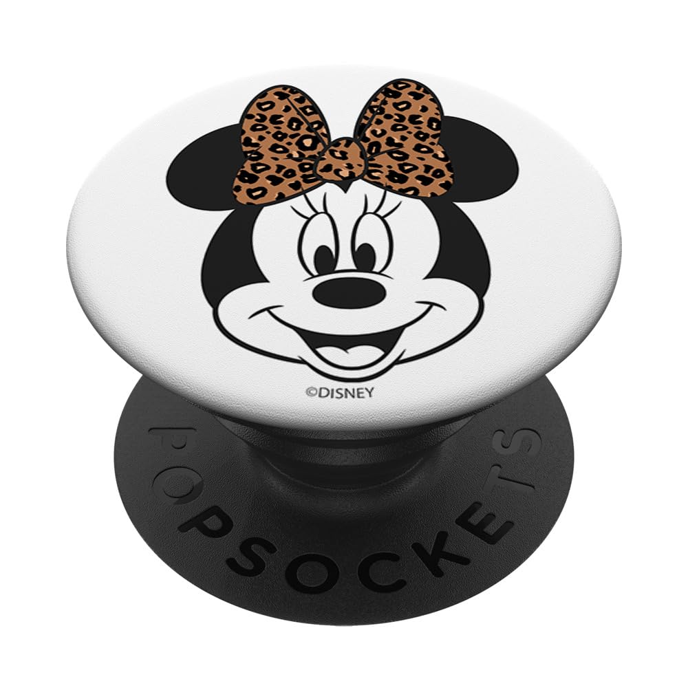 Disney Mickey And Friends Minnie Mouse Leopard Bow Big Face PopSockets Adhesive PopGrip