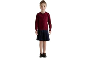 SMILING PINKER Girl School Uniform Sweater Anti-Pill Cotton Cardigan Crew Neck