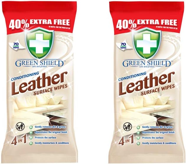 Conditioning Leather Surface Wipes Pack of 70 Wipes (Pack of 2)