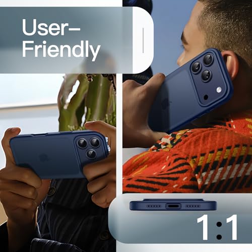 JETech Matte Case for iPhone 17 Pro 6.3 Inch, Military Grade Drop Protection Anti-Shock, Minimalist Frosted Translucent Backing, Anti-Fingerprint (Dark Blue)
