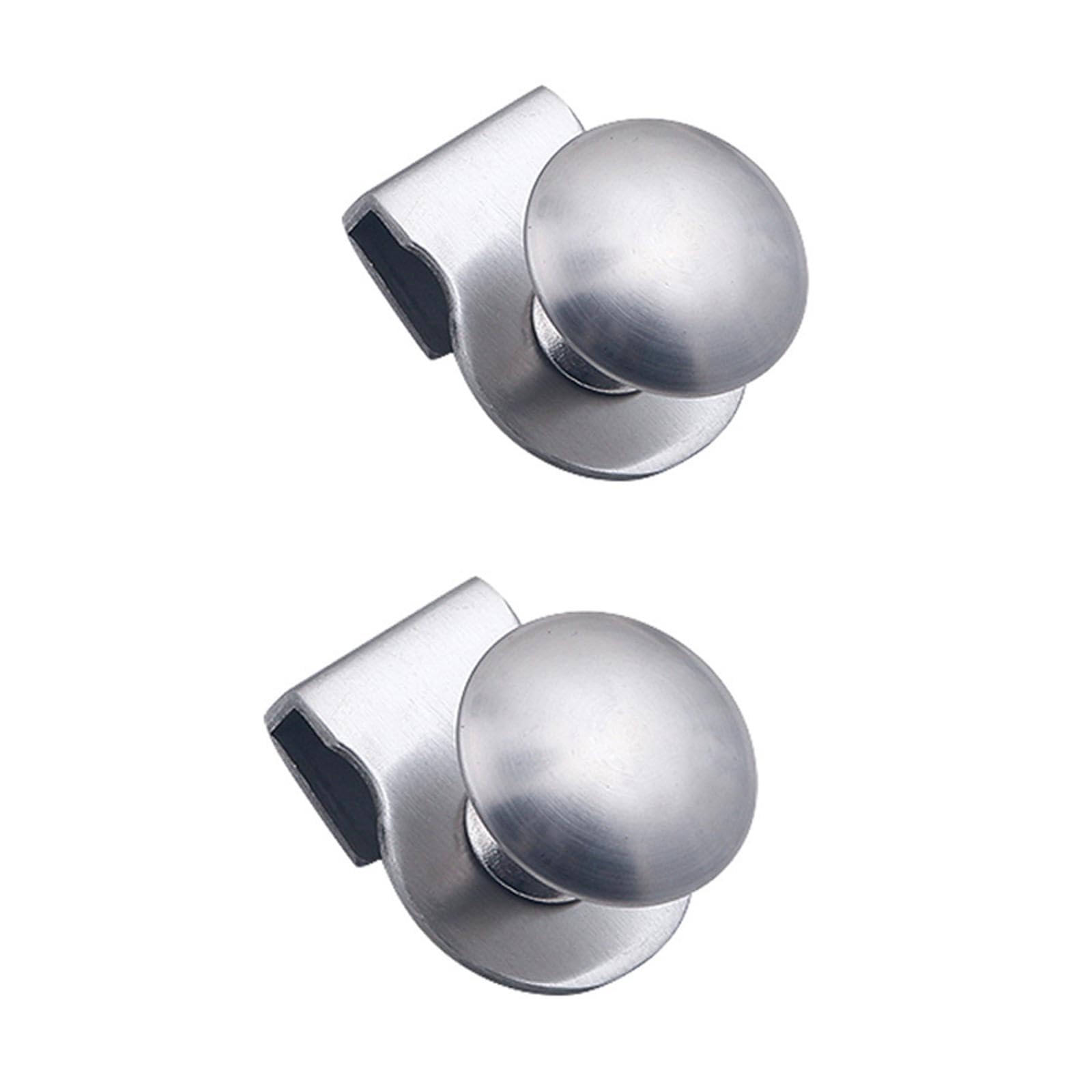 2Pcs Glass Door Pulls No Drilling Drawer Knobs Showcase Cabinets Handle Door Clips for Bathroom, Shower, Kitchen, Office(Stainless Steel)