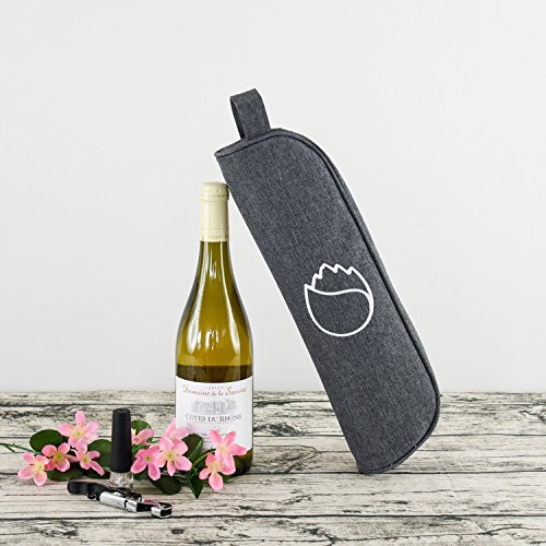 Freshore Insulated Single Wine Tote Bag Carriers For Cooler Restaurant As Christmas Gift - Firmly Store Corkscrew (Classical Gray)