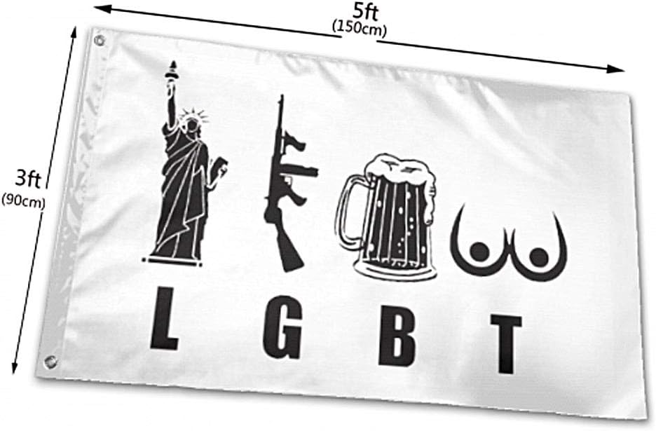 Liberty Gun Beer Funny America LGBT 3 X 5 Flag Brass