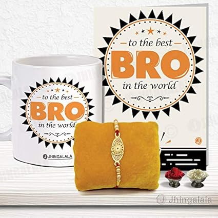 Jhingalala Premium Quality Rakshabandhan Gifts Pack for Brother (Designer Rakhi, Printed