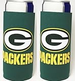 NFL 2013 Football Ultra Slim Beer Can Holder Koozie 2-Pack - Pick your team (Green Bay Packers)