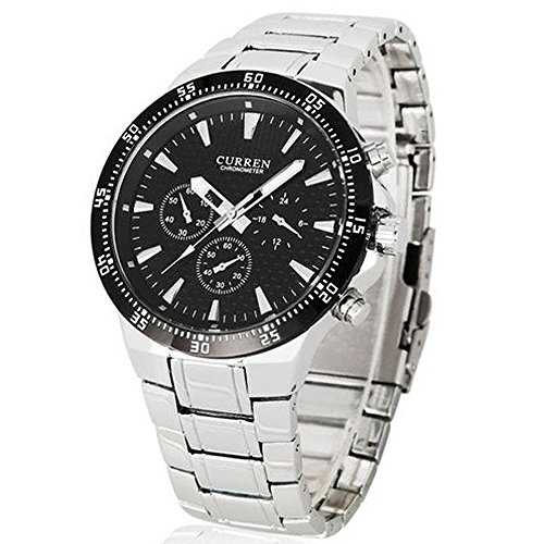 ShoppeWatch Reloj De Hombre Deportivos De Lujo Acero Inoxidable - Mens Bracelet Watch - CR8063SLBK-100