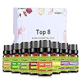 Essential Oils- Premium Therapeutic Aromatherapy Fragrance Oils set-Lavender,Sandalwood,Peppermint ,Lemon ,Tea Tee ,Frankincense ,Sweet Orange ,Rosemary Top 8
