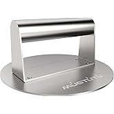Burger Press, 6.3 Inch Stainless Steel Smash Non-Stick Smooth Hamburger Bacon Grill Press Perfect for Flat Top Griddle Cookin