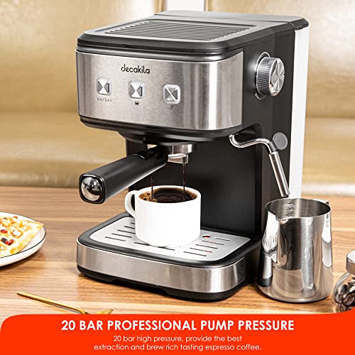 DECAKILA Espresso Machine, 20 Bar Pump Pressure, Espresso and