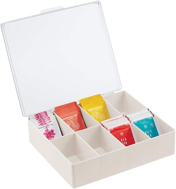 mDesign Tea Storage Organizer Box 8 Divided Sections