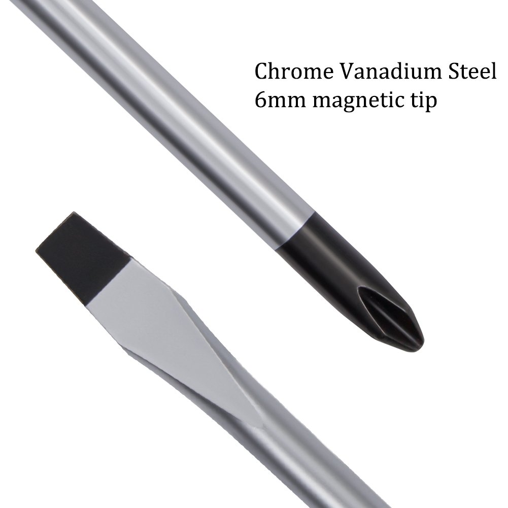 Phillips Screwdriver and Slotted Screwdriver,QM-STVR 12\'\'Screwdriver Length Shank Screwdriver Magnetic Tip Cross Head Flat Head NO.2 Screwdriver (2 pack 12\'\' phillips and slotted screwdriver)