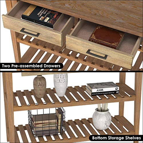 HOMECHO Rustic Console Table with Drawers, Farmhouse Hallway Entryway