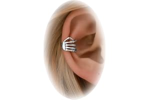 DOLLESS Halloween Skeleton Hand Ear Cuffs Gothic Skull Finger Ear Cuffs Clip Earrings for Women Halloween Theme Party