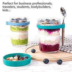 Overnight Oats Containers with Lids and Spoon, 4