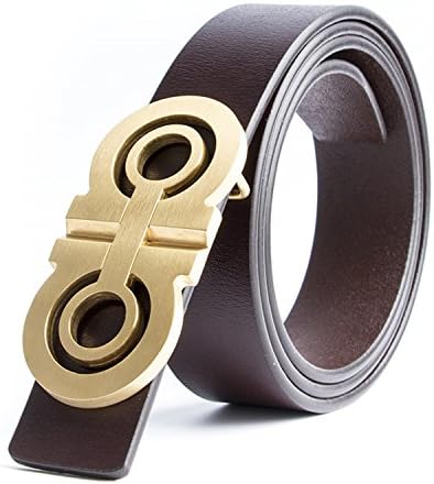 Anthony Moore Belts Men Male Women Genuine Real Leather Gg Double G Buckle Strap For Jeans Coffee 120Cm
