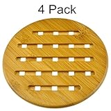 MelonBoat 4 Pack Bamboo Trivet Mat Set, Heavy Duty Hot Pot Holder Pads, 7